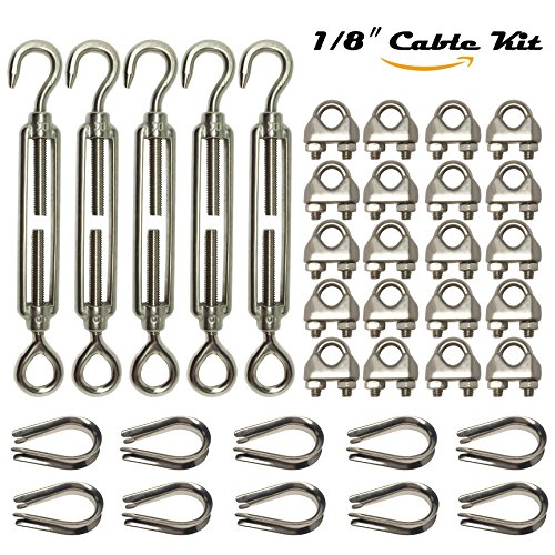 Juego de 5 tensores de acero inoxidable 304, resistentes, con hebilla de giro, paquete de 5