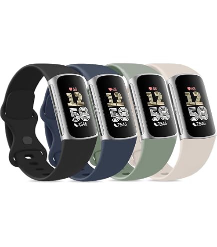 Tobfit Sportarmbänder Für Fitbit Charge 5/6 – 6er Set, Weiches Silikon, Wasserdicht, 2 Größen