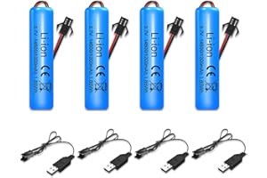 KBIBCK 2 PCS Li-ion Battery 3.7V 1200mAh,Rechargeable Lithium Batteries with Usb Charger SM-2P Plug Connector,Universal Li-ion Battery 14500 for RC Car Off Road Truck Jumper Vehicle Drift MonsterToys