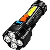 VIVALUXE 5 LED + COB S&uuml;per Parlak Şarjlı El Feneri 14 cm | 4 Modlu, G&uuml;&ccedil;l&uuml; Işık, USB Şarjlı, Kamp, Av, Balık&ccedil;ılık, Karavan, Ac