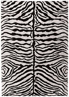Carpet living room Carpet Modern Design Bulgaria - Montana RUG zebra animal skin imitat Pattern polyester 120 cm x 170 cm black/Decorations buy cheap online