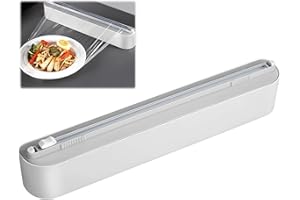 HOMURY 1 Stück Magnetischer Frischhaltefolienspender: Frischhaltefolie Schneider, Folienschneider Küche, Frischhaltefolie Abroller, Glattes Abtrennen, für Frischhaltefolie und Alufolie(Grau)