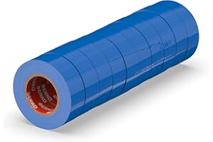 ERKO 10 pezzi di nastri isolanti elettrici professionali blu 15 mm x 10 m, per isolare fili, cavi elettrici e di telecomunicazione e per marcare fili e fasci di fili per tensioni fino a 6kV.