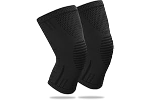 Goosom Genouillère Crossfit Ligamentaire,Genou Bandage Sport de Compression Élastique (1 Paire), Respirant et Antidérapant Maintien pour Basketball,Volley Ball,Course,Foot-Ball,Gymnase K35B Noir XL