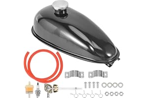 Trkimal Upgrade Metall Kraftstofftank mit Zapfhahn, Kappe für 49cc 50cc 60cc 66cc 80cc Motorisierte Fahrrad, Schwarz Bike Motor Powersports Öltanks (4L/1.06Gallonen)