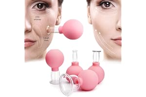 ZUICC 4PCS Mini Face Cupping Massager - Facial Massage Cupping Sets,Cupping Vacuum Suction Glass Facial Vacuum Suction Massage Cups,Glass Cupping,for Cellulite Cupping Massage Back Pain Relief