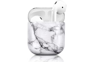 Newseego Kompatibel mit Airpods Hülle, Ultradünnes Marmor Airpods Case Vollschutz Hülle Marmor Muster Airpods Case Tragbare Hülle für AirPods 2 Hülle Earpods Ohrhörer-Ladetasche - Weiß