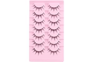 Oreola Manga Lashes avec bande transparente Faux cils Aspect naturel Wispy Spiky Lashes 7 paires Strip Lashes Crossed Anime Lashes Ressemblent à des grappes de cils individuels