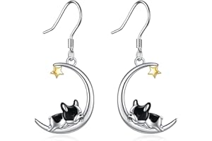 YAFEINI Boucles d'oreilles pendantes en argent sterling 925 pour femme cochon d'Inde, pingouin, hippopotame, chouette, chat, loutre, renard, tulipe, sirène - Cadeau pour femme et sœur