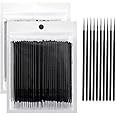100 Micro Applicators Brushes Mini Cotton Swabs Remove Grafted Eyelash Glue Dedicated Brush Disposable Microswabs for Eyelash Extensions (BLACK)
