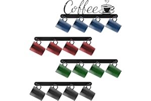SITAKEGS Porta Tazze da Caffè a Parete, 4 pezzi Porta Tazze Rustiche da Parete in Metallo Montati con 4 Ganci, Cucina Bar l'ufficio Multiuso Ganci da Parete per Chiavi, Cappotti e Borse