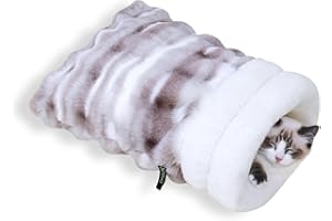 CHULPET Sac de Couchage pour Chat, Sac de Couchage Auto-Chauffant pour Animaux, Tapis de lit en Peluche pour Animaux, Cave Lavable pour Chat et Petit Chien