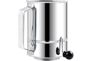 Jasfyee Tamis Cuisine,Acier Inoxydable Tamis Farine,Tamiseur De Farine Manuel Tamis À Farine Rotatif À Mailles Fines Et Batteur À 2 Fils Pour Tamiser Rapidement La Farine, Le Cacao En Poudre, Le Sucre