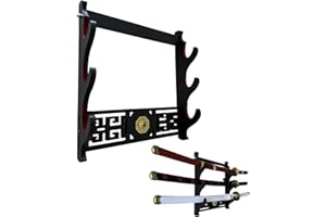 Z-fiber Sword Wall Mount Sword Holder Display Stand Padded Katana Wakizashi Genji and Samurai Swords Gossip Pattern,3 Tier