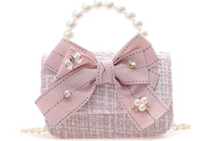 Balakaka Prinzessinnen Umhängetasche Niedliche Schleife, Mini-Perlen-Handtasche für Zum Ausgehen Oder Reisen, Pailletten Kinder-Schultertasche für 2–7 Jahre Mädchen Geschenk