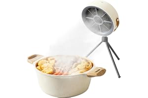OBEST Campana extractora portátil de escritorio con viento de 3 velocidades, ventilador portátil con soporte y cinturón para el hogar, interior, camping, exterior, mesa, ventiladores de barbacoa