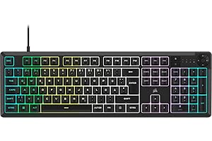 ‎CORSAIR Corsair K55 CORE RGB Membran Kabelgebundene Gaming-Tastatur – Leise, Reaktionsschnelle Schalter – Spritzwasserschutz – Zehn-Zonen-RGB – Medientasten – iCUE-Kompatibel – QWERTZ DE – PC, Mac – Schwarz