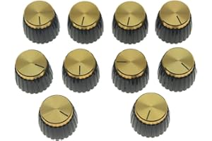 Dopro 10 szt. wzmacniacz gitarowy wzmacniacz wzmacniacz wciskany dopasowany do gałek czarny ze złotą aluminiową nasadką pasuje do garnków o średnicy 6 mm wzmacniacze Marshall