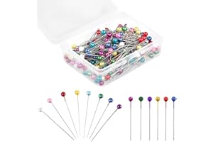 MIETONG 300 Piezas Alfileres de Costura - Alfileres con Cabeza de 38 mm con Cabeza de Bola de Vidrio de Colores para Tela, Joyería DIY, Manualidades y Proyectos de Costura