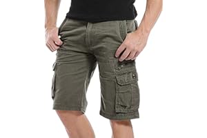 Kuson Hommes Shorts Bermudas Cargo Outdoor Coton Casual Lâche avec Poche