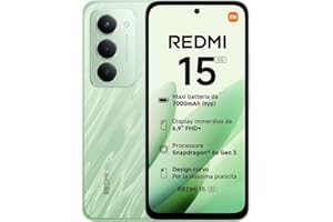 Xiaomi Redmi 15 5G, Smartphone 8+256GB, Display FHD+ da 6,9" 144Hz, Snapdragon® 6s Gen 3, Camera principale da 50MP, 7000mAh, Garanzia di 2 anni, Verde, Caricabatterie non incluso