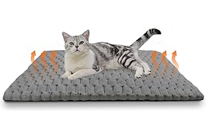 YGJT Upgraded Thickening Cat Bed Pet Self Heating Pad, Fluffy Cats Dogs Blanket Heated Bed Mat, Cat Beds for Indoor Cats, Warming Thermal Pet Bed Blanket without Electricity, Washable