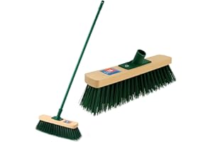 BEST HOUSE ANOTHER FINE PRODUCT BH | 12" Outdoor Garden Broom | 1.2m Metal Handle | Green | Sweeping Brush | Stiff PVC Bristle Wooden Head | Heavy Duty | Cleaning Gardens, Yards, Street Home, Garage and Driveway - by BEST HOUSE
