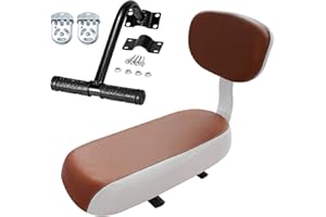 PROMINY Ensemble De Repose-Pieds pour Accoudoir De Coussin De Siège Arrière De Vélo, Enfants VTT Vélo PU Cuir Coussin Souple Ensemble D'accessoires De Siège De Porte-Bagages Arrière Marron