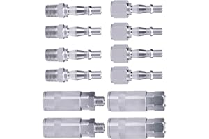 MANLEE 3DBUYER 12 Pcs Air Line Connectors 1/4" BSP Euro Airline Hose Compressor Fittings Air Coupler and Plug Kit Male Female Thread Quick Release Connector Fittings Set