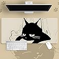 X spring Gaming Mouse Pad, Cute Cat Keyboard Mats for Desk with Non-Slip Rubber Base, Waterproof Anime Mouse Pad with Stitched Edges, Large Keyboard Mat for Work, Game, Office, Home (40×90cm)