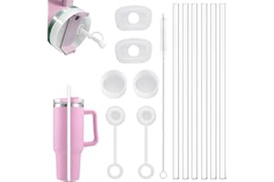CINSERSR Accesorios Compatible con Stanley Cup 6 PCS Pajitas de Recambio Pajitas Transparentes Impermeabilización Incluye 1 Cepillo de Limpieza y 3 Tapones Antifugas Apto para Stanley 30/40 Oz