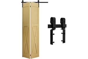 WOLFBIRD 1.5M/5FT Rail Porte Coulissante Pliante Kit Roulette Suspendue Systeme de porte coulissante pliante pour des ouvertures de porte de 120-130cm