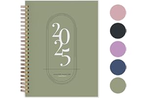 Rileys & Co Diary 2025, Full Paper Size, Weekly Planner, Jan - Dec 2025, Daily Planner with Flexible Cover, Notes Pages, Twin-Wire Binding - Planner 2025 (15 x 20 cm, Green)