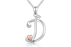 CELESTIA Lettres Initiales Collier pour Femmes Filles, 26 Alphabet et Coeur Pendentif en Argent Sterling 925 Or Rose, Bijoux Personnalisé, Cadeau Anniversaire Fête des Mères