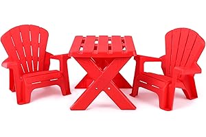 LIFEZEAL Set Tavolo e sedie per Bambini da 3 Pezzi, Set con 1 Tavolo Quadrato e 2 Sedie in Plastica per Mangiare, Campaggio, Giochi e Studiare per Ragazzi dai 3 ai 6 anni