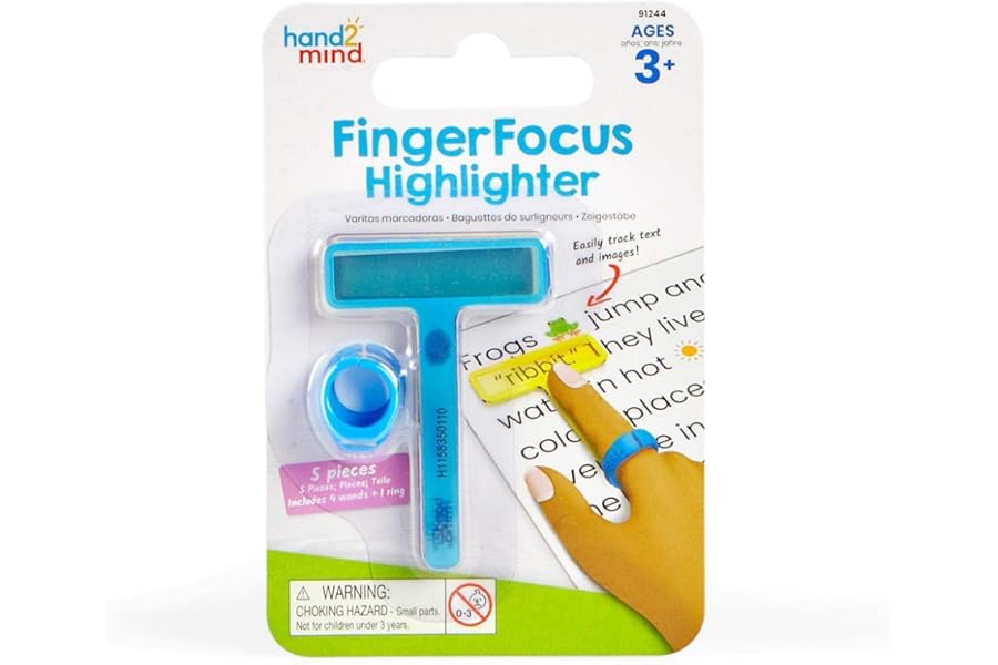 Learning Resources FingerFocus Highlighter, Guided Reading Strips, Reading Pointers for Kids, Dyslexia Overlays, ADHD Tools, Special Education School Supplies, Teacher Classroom Must Haves