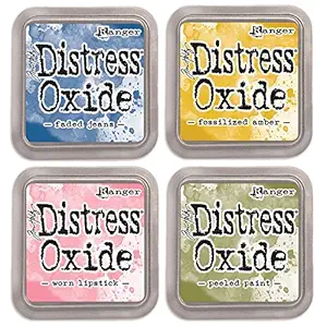 NEW Ranger Tim Holtz Distress Oxide 4 Ink Pads: FADED + PEELED + FOSSILIZED + WORN