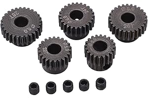 Dilwe Pignone Motore RC 5 Pezzi, Foro Albero 5mm, Pignone 48DP 20T (11mm) / 22T (12mm) / 24T (13mm) / 26T (14mm) / 28T (15mm) per Monster 1/10 RC Truck