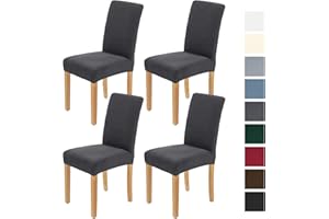 AngLink Stuhlhussen 4 Stück, Stuhlhusse Stretch Grau, Elastischer Stuhlbezug Stretch Abnehmbare Waschbar Stuhlbezug Langlebig Universal, für Esszimmer, Hotel, Bankett, Hochzeit, Partys Deko