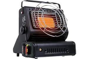 AYYDS Portable Gas Camping Heater, 1300W Portable Patio Heater, Butane Gas Heater, Ceramic Heating Portable Gas Heater for Indoor and Outdoor Travel Camping Fishing Caravan (Black), (TAN0118)