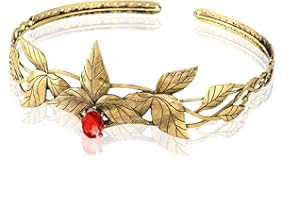 LEEMASING Alloy Leaf Crystal Greek Goddess Forehead Headdress Adjustable Hairband Elf Crown For Prom Birthday Party Valentines Costume