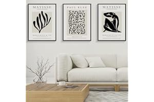 PWAAHDC 3-teilige bilder Wohnzimme Modern - Matisse Poster Aesthetic Set - Schwarz Beige Wohnzimmer und Schlafzimmer Deko ohne Rahmen (60x90 cm)