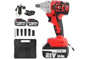 sports flyfree Cordless Impact Wrench, Brushless Impact Wrench, 21V Electric Cordless Impact Ratchet Driver Brushless with 2 Battery (520Nm Torque)