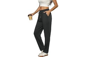 Litherday Pantalón Deportivo Mujer Algodón con Cintura Elástica y Cordón Pantalón Chándal Mujer Cómodo para Casa Deporte Yoga Running S-XXL