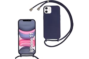 MBSLFY Silikon Handykette für iPhone 11 Hülle mit Band,Silikon Necklace Handyhülle mit Abnehmbar Kordel zum Umhängen Stossfest Bumper Handy Schutzhülle für iPhone 11, Navy blau