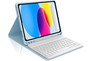 Occtingkind Custodia con Tastiera per iPad 11 Generazione A16 2025 11" e 10 Generazione 2022 10.9", Senza Retroilluminazione Senza Touchpad, Tastiera Bluetooth, Italiano Layout USB-C, Blu cielo