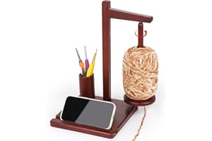 ‎COOPAY Coopay Garnhalter zum Häkeln, Multifunktional Wollabwickler aus Holz, Häkelgarnhalter Spinner, Große Wollhalter beim Häkeln und Stricken, Magnetisch Wollknäuelhalter mit Aufbewahrung und Handyhalter