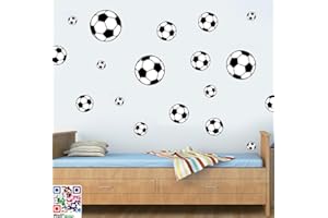 FOOTBALLS MULTIPACK - BLACK - Pack of 22 - Repositionable Wall Art Vinyl Printed Stickers - EASY PEEL & STICK by Stickers on Your Wall