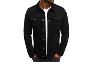 Duohropke Camicia in denim da uomo a maniche lunghe strappate, slim denim, con tasche, jeans, camicia da uomo, vestibilità normale, a maniche lunghe
