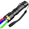 WindFire 4 in 1 Tactical LED Torch, Zoomable Hunting Torch with Red Green Blue White Light, Portable Waterproof Multiple Colors Flashlight for Astronomy, Hunting, Camping, Emergency